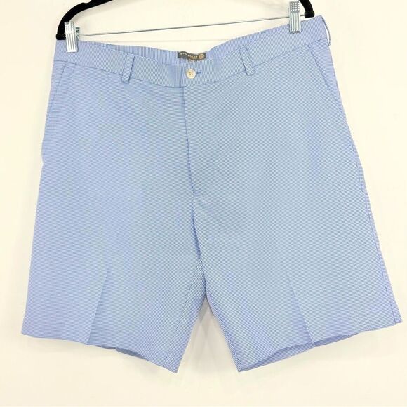 Peter Miller Blue White Micro Houndstooth Print Business Casual Golf Short - Picture 1 of 13